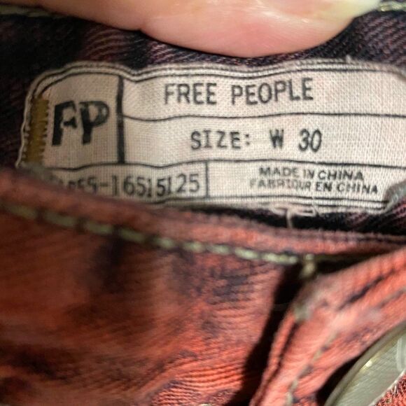 Free People distressed red denim shorts - Picture 5 of 5